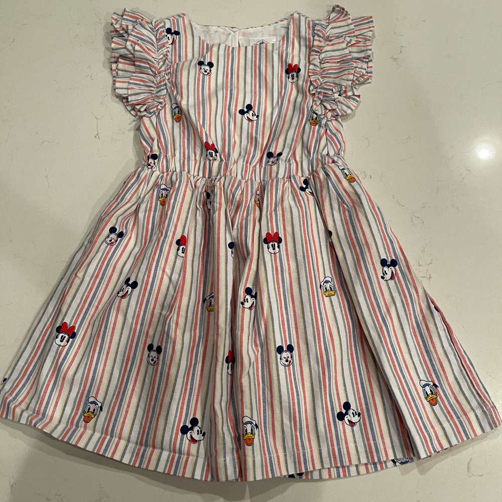 Disney 4T striped Mickey and Minnie Mouse and friends dress